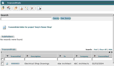 Transmittal Summary Screen Submittals